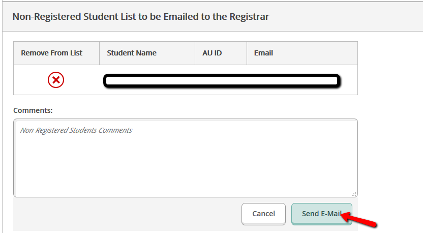 Non-registered Student Comment Box